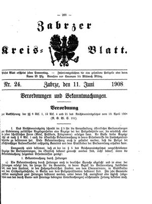 Zabrzer Kreis-Blatt vom 11.06.1908