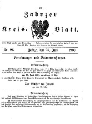 Zabrzer Kreis-Blatt vom 25.06.1908
