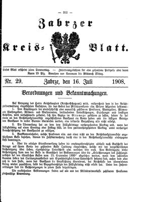 Zabrzer Kreis-Blatt vom 16.07.1908