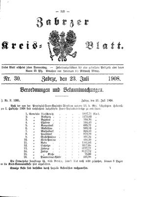 Zabrzer Kreis-Blatt vom 23.07.1908