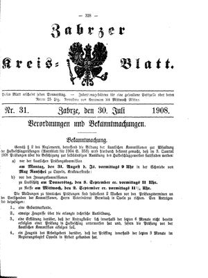 Zabrzer Kreis-Blatt vom 30.07.1908