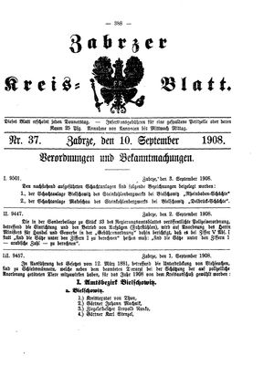 Zabrzer Kreis-Blatt vom 10.09.1908