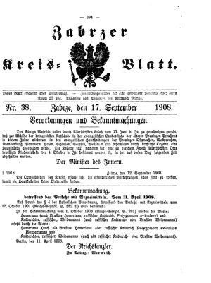 Zabrzer Kreis-Blatt vom 17.09.1908