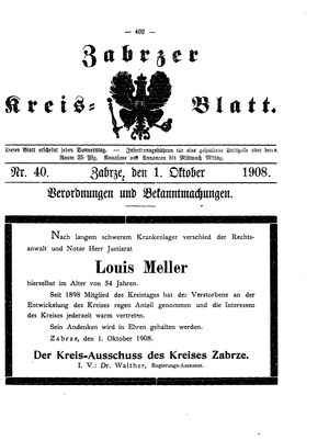 Zabrzer Kreis-Blatt vom 01.10.1908