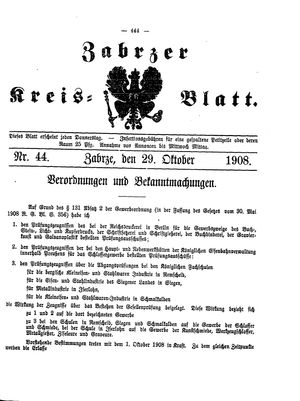 Zabrzer Kreis-Blatt vom 29.10.1908