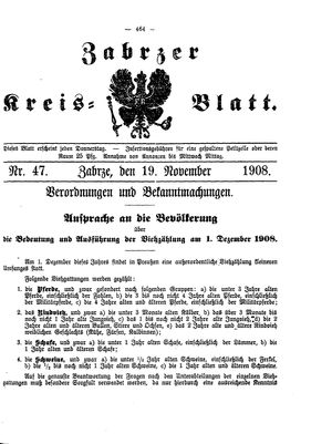 Zabrzer Kreis-Blatt vom 19.11.1908