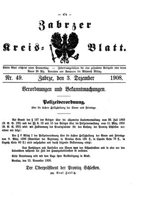 Zabrzer Kreis-Blatt vom 03.12.1908