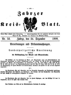 Zabrzer Kreis-Blatt vom 24.12.1908