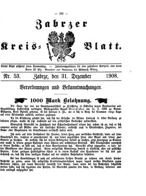 Zabrzer Kreis-Blatt on Dec 31, 1908