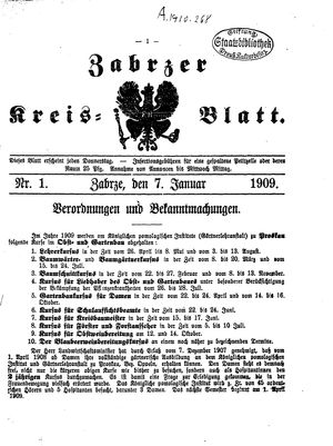 Zabrzer Kreis-Blatt on Jan 7, 1909