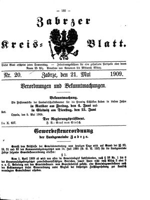 Zabrzer Kreis-Blatt on May 21, 1909