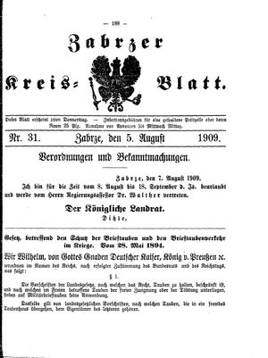 Zabrzer Kreis-Blatt on Aug 5, 1909