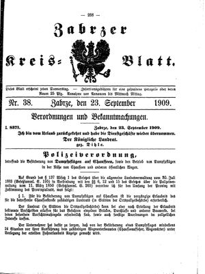 Zabrzer Kreis-Blatt vom 23.09.1909