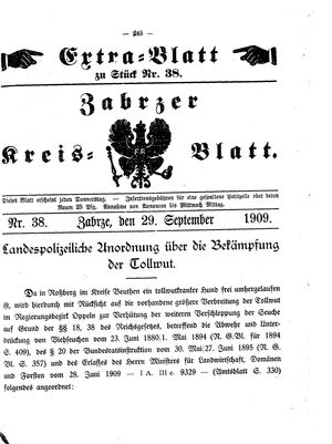 Zabrzer Kreis-Blatt vom 29.09.1909