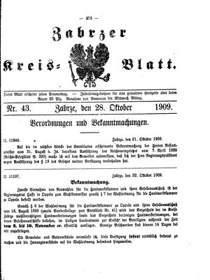 Zabrzer Kreis-Blatt vom 28.10.1909