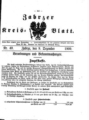 Zabrzer Kreis-Blatt vom 09.12.1909