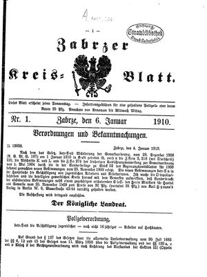 Zabrzer Kreis-Blatt on Jan 6, 1910