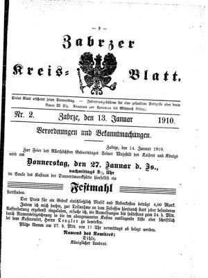 Zabrzer Kreis-Blatt vom 13.01.1910
