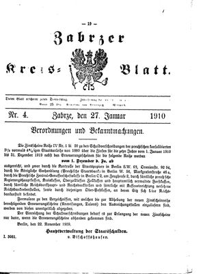 Zabrzer Kreis-Blatt on Jan 27, 1910