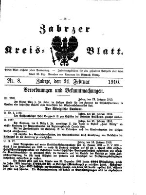 Zabrzer Kreis-Blatt on Feb 24, 1910