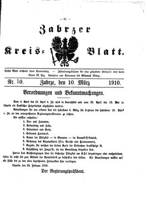 Zabrzer Kreis-Blatt vom 10.03.1910