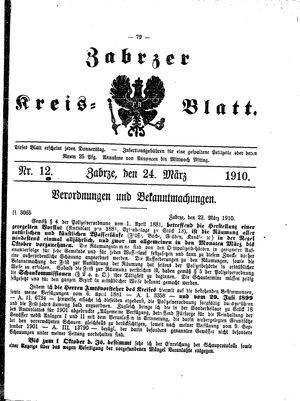 Zabrzer Kreis-Blatt on Mar 24, 1910
