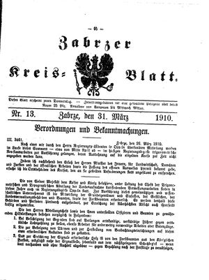 Zabrzer Kreis-Blatt vom 31.03.1910