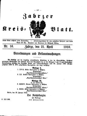 Zabrzer Kreis-Blatt on Apr 21, 1910
