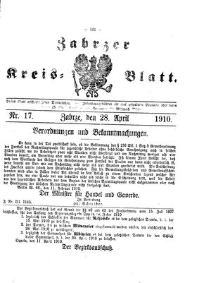 Zabrzer Kreis-Blatt vom 28.04.1910