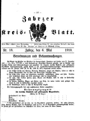Zabrzer Kreis-Blatt vom 06.05.1910