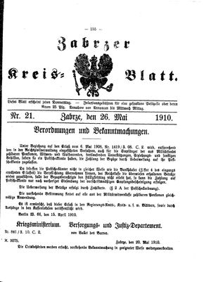 Zabrzer Kreis-Blatt vom 26.05.1910