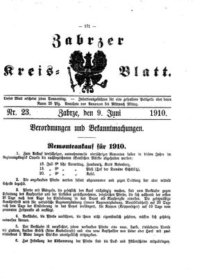 Zabrzer Kreis-Blatt vom 09.06.1910