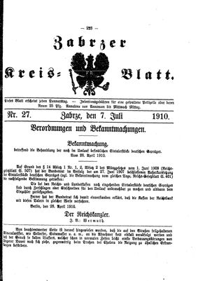 Zabrzer Kreis-Blatt on Jul 7, 1910