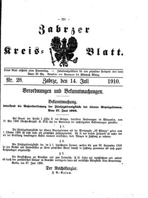 Zabrzer Kreis-Blatt on Jul 14, 1910