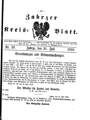 Zabrzer Kreis-Blatt vom 21.07.1910