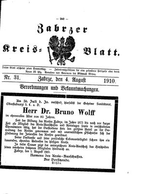 Zabrzer Kreis-Blatt vom 04.08.1910