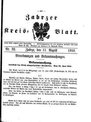 Zabrzer Kreis-Blatt vom 11.08.1910