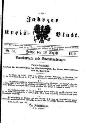 Zabrzer Kreis-Blatt vom 18.08.1910