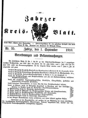 Zabrzer Kreis-Blatt vom 01.09.1910