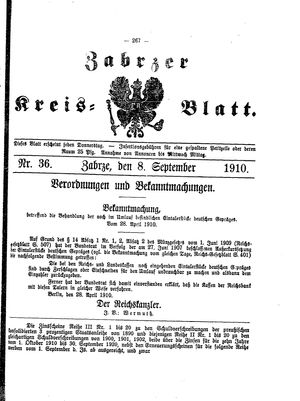 Zabrzer Kreis-Blatt vom 08.09.1910