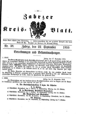 Zabrzer Kreis-Blatt vom 22.09.1910