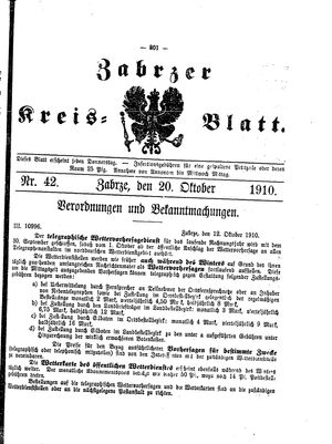 Zabrzer Kreis-Blatt vom 20.10.1910