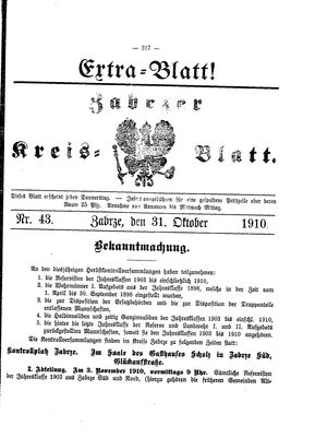 Zabrzer Kreis-Blatt vom 31.10.1910