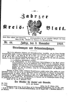 Zabrzer Kreis-Blatt vom 03.11.1910