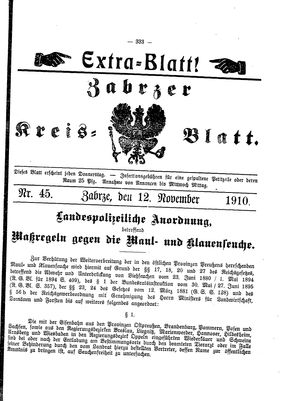 Zabrzer Kreis-Blatt vom 12.11.1910