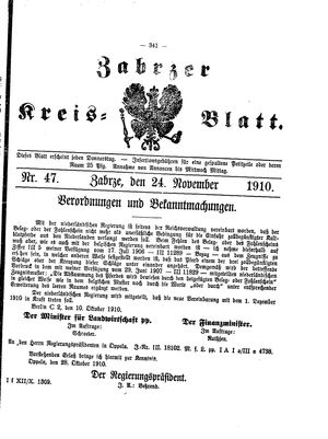 Zabrzer Kreis-Blatt vom 24.11.1910