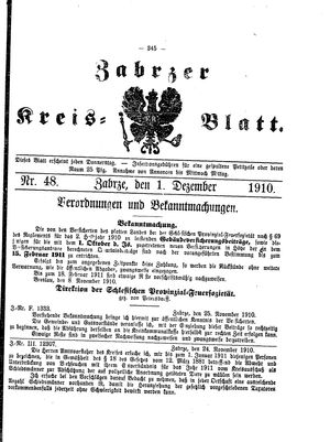 Zabrzer Kreis-Blatt vom 01.12.1910