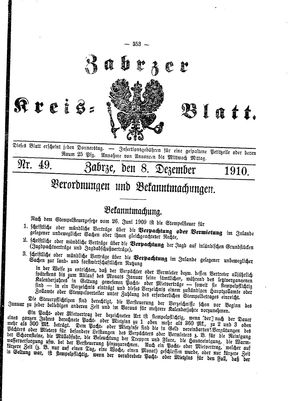 Zabrzer Kreis-Blatt vom 08.12.1910