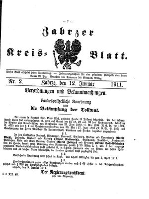 Zabrzer Kreis-Blatt on Jan 12, 1911