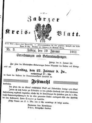 Zabrzer Kreis-Blatt vom 19.01.1911